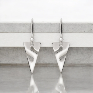 Big Blue Line Arrow Drop Earrings – Sterling Silver